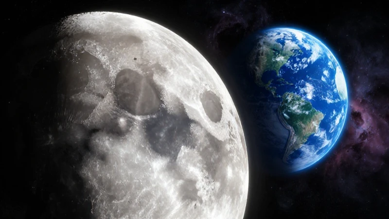 Luna, Tierra y nebulosa cósmica dramática
