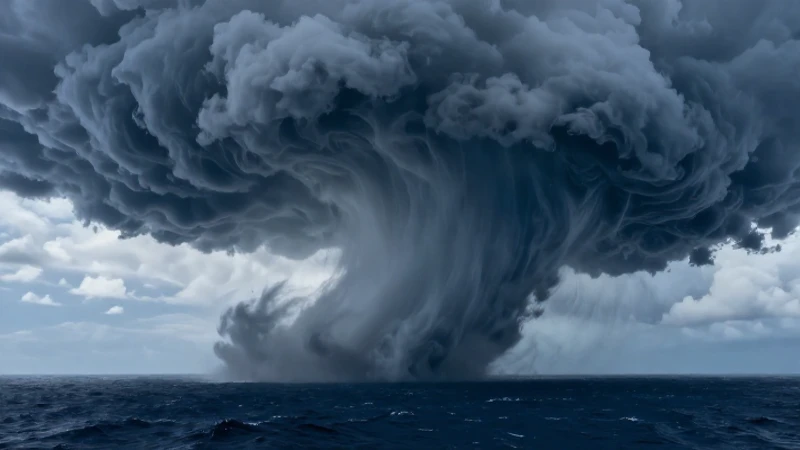 Typhoon dinámico y masivo sobre olas turbulentas