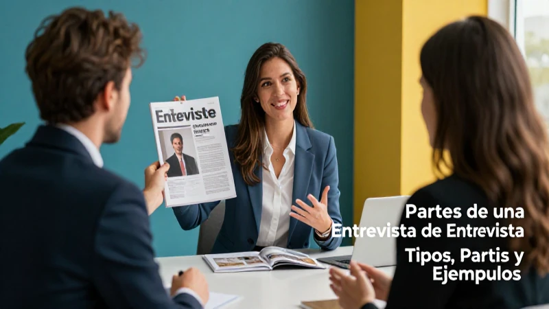 Entrevista profesional con estética educativa de revista
