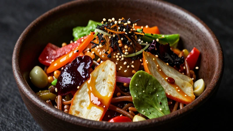 Conoce los diferentes tipos de mezclas para potenciar tus recetas 4 Plato vibrante, detallado, en bowl rústico