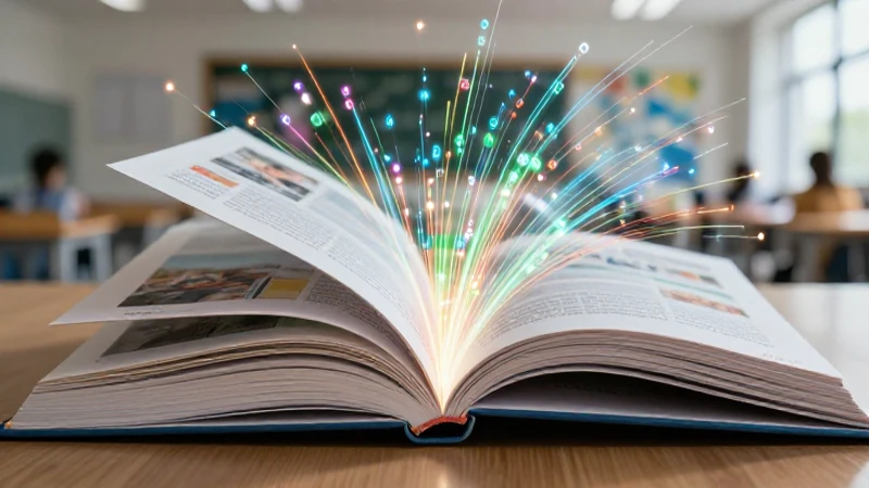 Libro educativo premium con flujo de datos