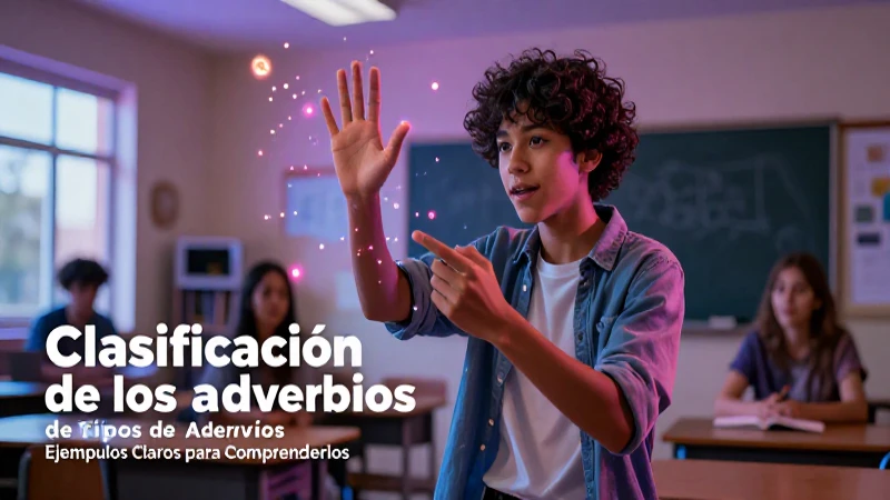 Estudiante mexicano conceptualiza adverbios en un aula moderno