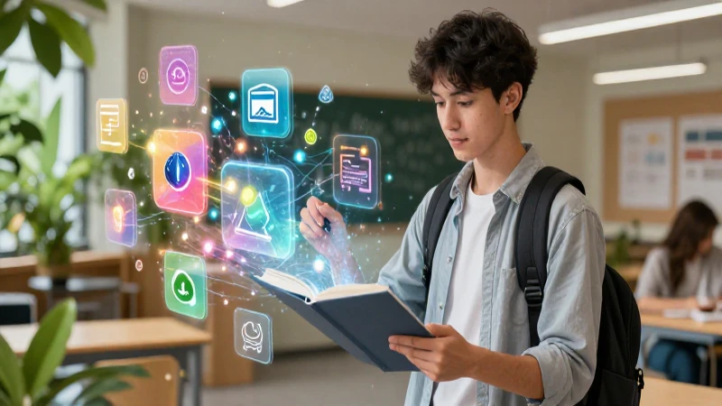 Estudiante moderno explorando aprendizaje holográfico avanzado