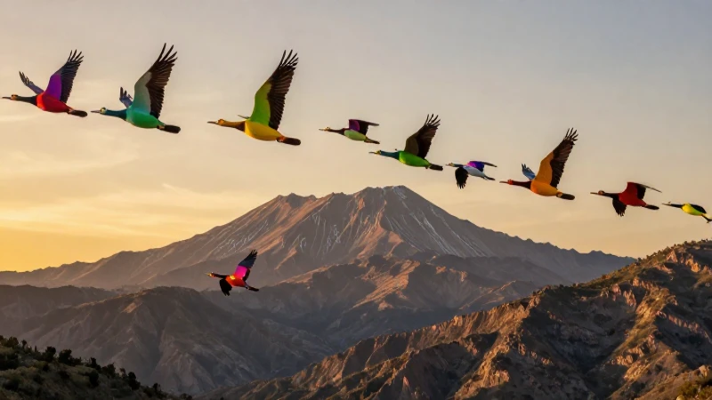 Tipos de ave: 50 ejemplos y nombres de aves Impresionantes 9 Aves migratorias coloridas volando en paisaje mexicano
