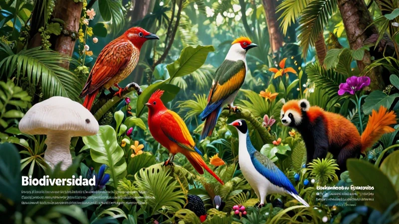 Ecología tropical vibrante con flora y fauna diversa
