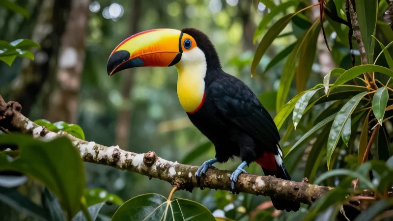 Toucan vibrante en selva tropical realista