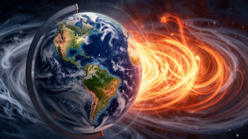 Globo dinámico: energía, atmósfera, ilustración premium
