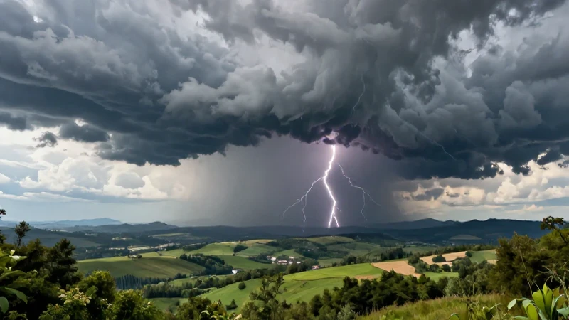 Paisaje majestuoso con tormenta dramática y detallada