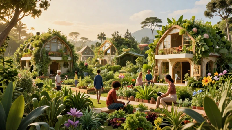 Vida utópica en un eco-pueblo vibrante y sostenible