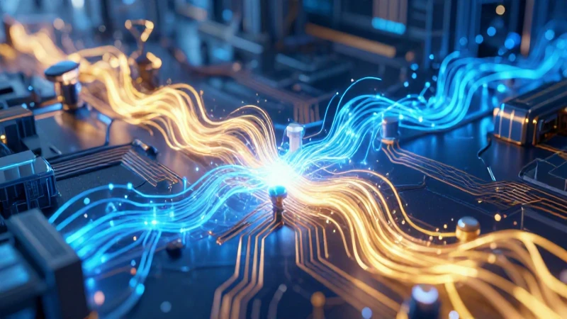 Tipos de energía: Definición, aplicaciones y ejemplos 4 Ilustración científica dinámica de flujo energético