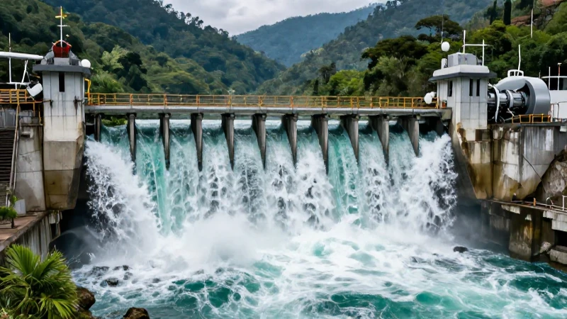Tipos de energía: Definición, aplicaciones y ejemplos 12 Agua poderosa mueve turbinas modernas en un valle
