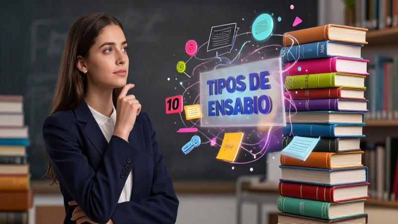 Mujer académica ilustra diversos tipos de ensayo