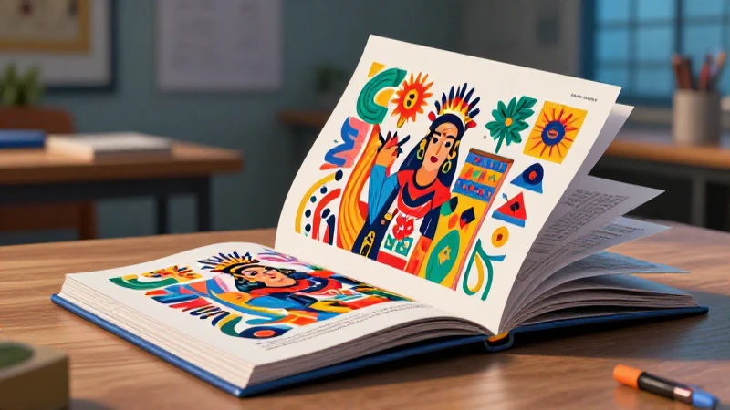 Tipos de mitos: clasificación y tipología en dibujos 3 Ilustración mitológica vibrante en un entorno educativo moderno