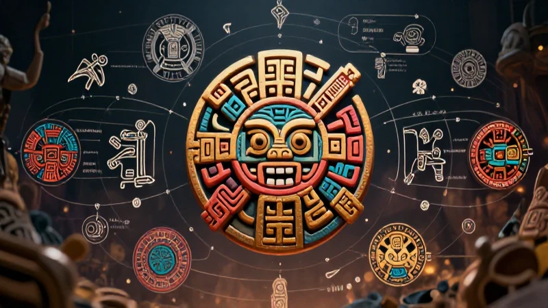 Tipos de mitos: clasificación y tipología en dibujos 6 Diseño vibrante de mitología mesoamericana