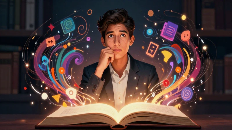 Cuáles son los diferentes tipos de narradores en la literatura 3 Joven académico mexicano rodeado de conceptos educativos