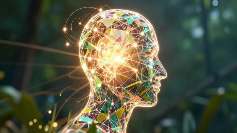 Cabeza de conocimiento en red geométrica brillante