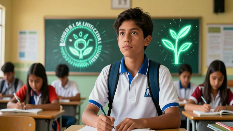 Joven mexicano estudiando con determinación y crecimiento