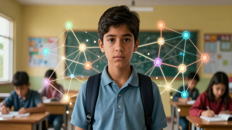 Joven estudiante en red de conocimiento