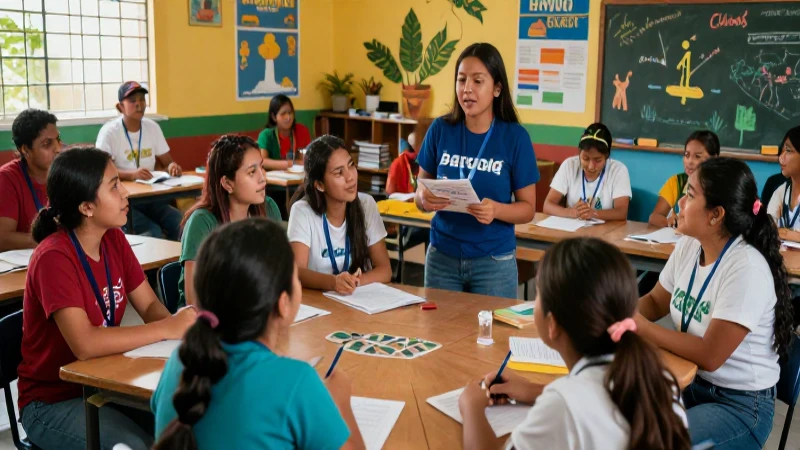 Jóvenes mexicanos enseñan, construyendo comunidad