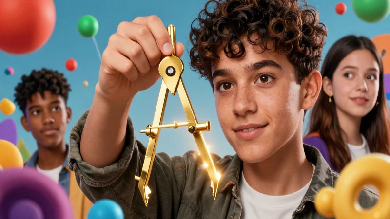 Estudiante brillante con brújula mágica educativa