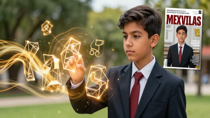 Estudiante interactúa con conceptos académicos luminosos