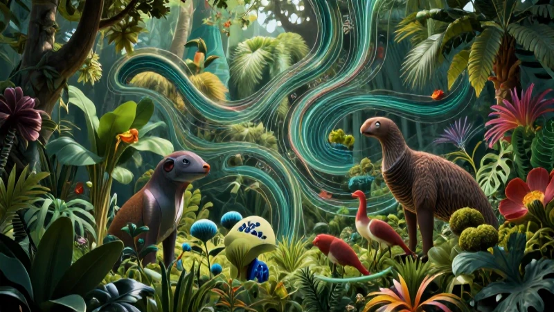 Ecosistema vibrante, dinámico y educativo con flora y fauna