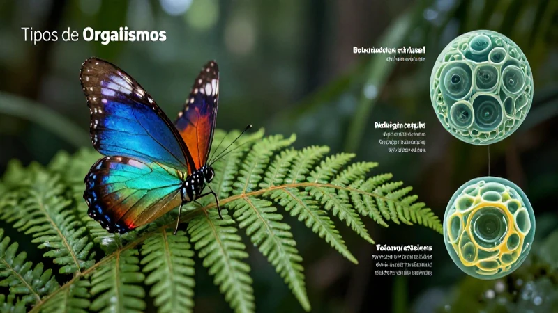 Diversidad biológica ilustrada de tipos de organismos