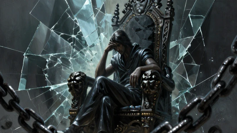 Figura contemplativa en trono oscuro