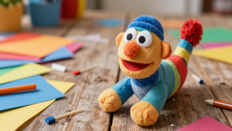 Aprende a hacer un títere de calcetín casero: paso a paso y divertido 6 Marioneta alegre rodeada de materiales de arte