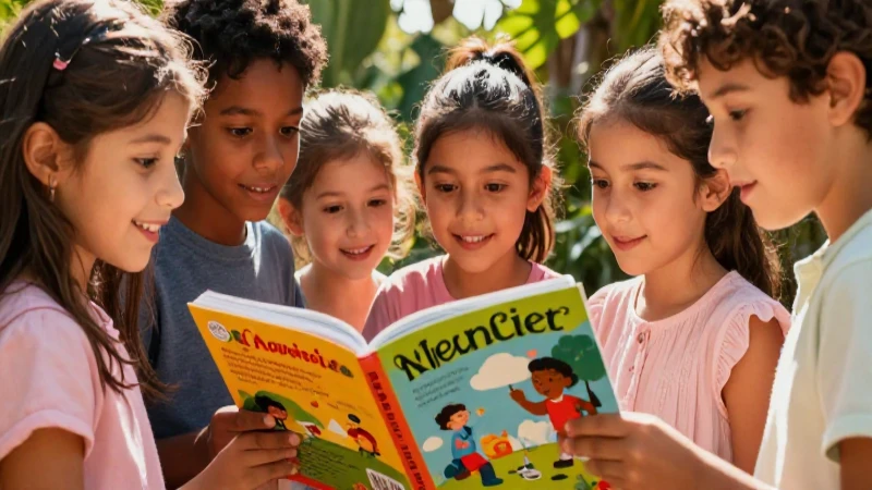 Niños alegres comparten libros en México