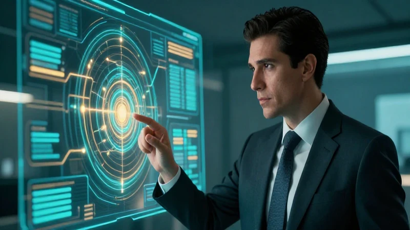 Profesional moderno analiza estrategia holográfica