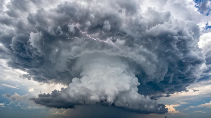 Tormenta dramática y potente en un paisaje vibrante
