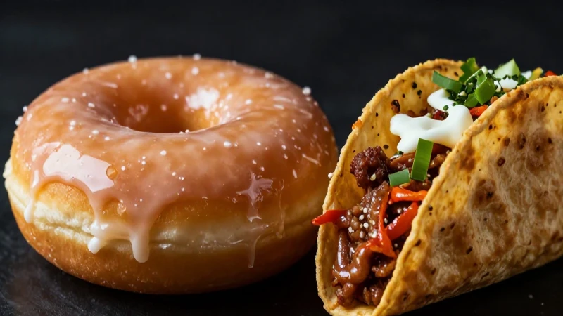   Taco y donut perfeccionados con estilo editorial