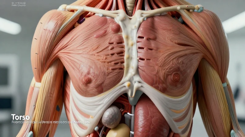 Ilustración anatómica del torso, vibrante y detallada