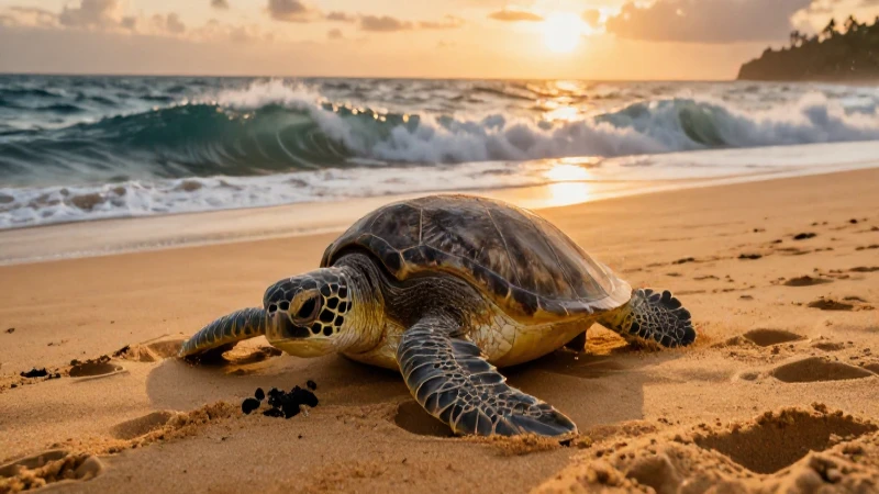 Tortuga: Información, hábitat, tipos y reproducción 6 Tortuga anida con mar dramático al atardecer