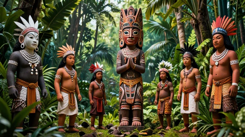 Totem: definición, surgimiento y usos en diversas culturas 5 Tótems ancestrales en la selva con estilo educativo