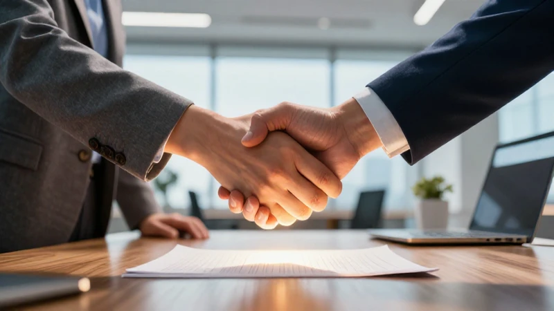Manos profesionales cierran acuerdo en la oficina