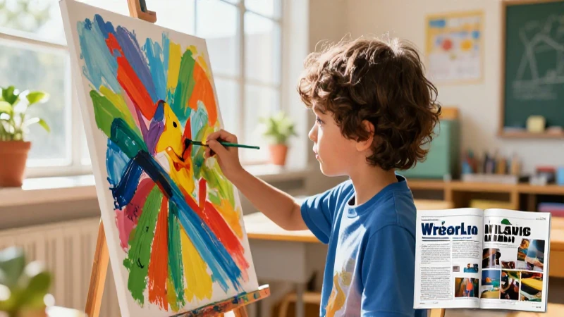 Trabajos de arte para primaria: creatividad y aprendizaje 6 Niños pintan arte vibrante y colorido