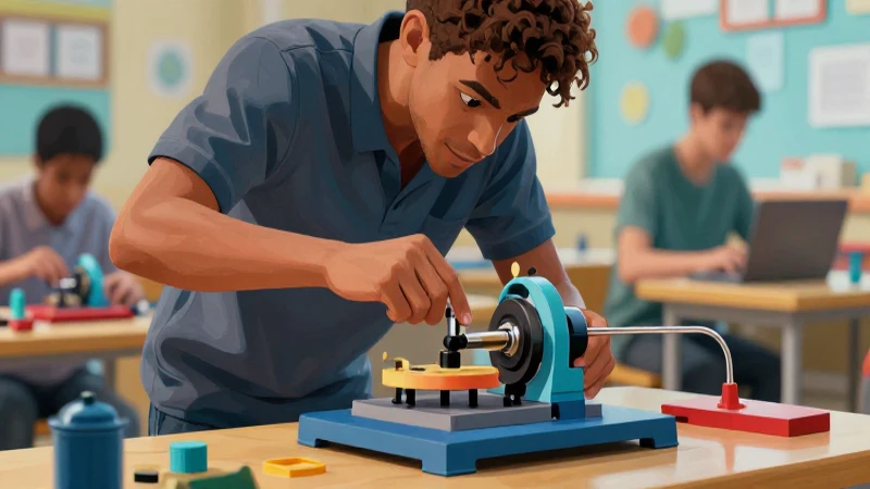 Sistema mecánico dinámico ilustra trabajo positivo y negativo