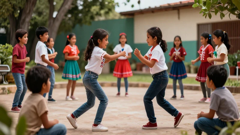 Niños mexicanos juegan y aprenden con alegría