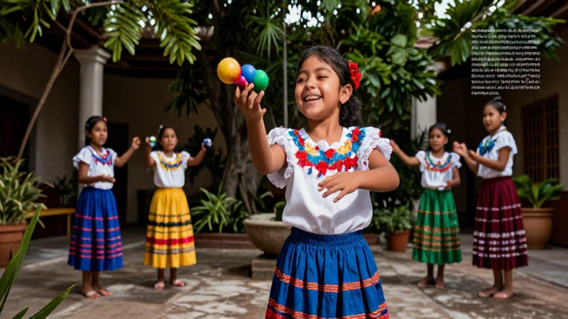 Niño mexicano jugando canicas con estilo vibrante