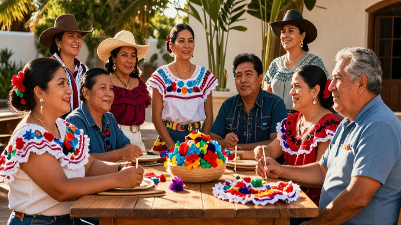 Familia mexicana festiva con estilo moderno