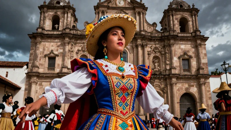 Vibrante mestizo barroco en escena colonial