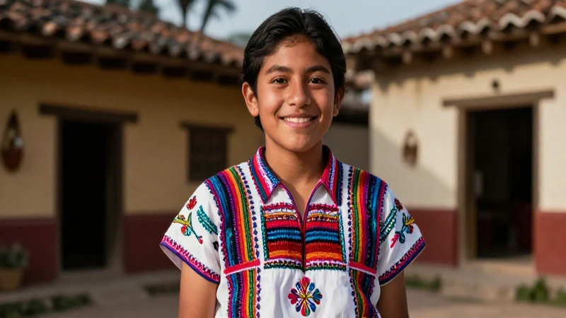 Tradiciones: Concepto, identidad, costumbres y ejemplos 4 Estudiante mexicano sonriente en traje folclórico