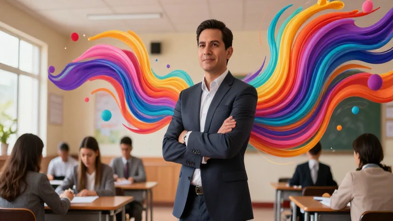 Mentor educativo dinámico en aula mexicana moderna