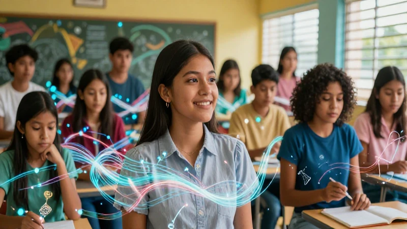 Futuro educativo mexicano vibrante con aprendizaje moderno