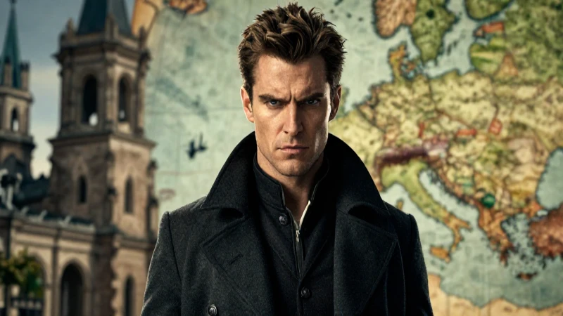 Tratado de Versalles: Impacto y Consecuencias en Europa 6 Figura masculina dramática contra arquitectura histórica europea