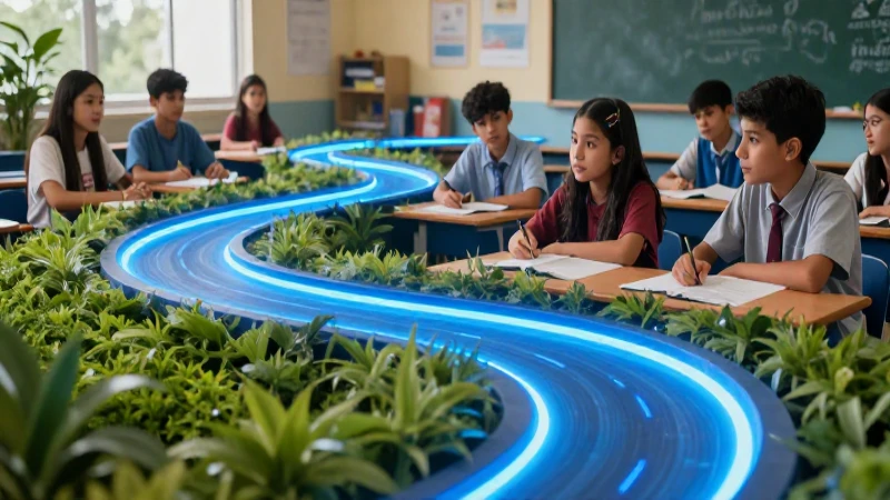 Explora trayectorias curvas en un entorno educativo moderno