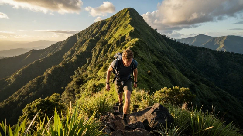 Trekking: Qué es, tipos, definición y concepto esencial 4 Senderista dinámico en mágica montaña mexicana