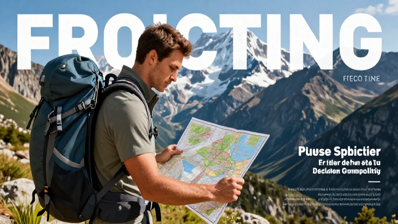 Trekking: Qué es, tipos, definición y concepto esencial 6 Senderista profesional revisa mapa ante paisaje majestuoso